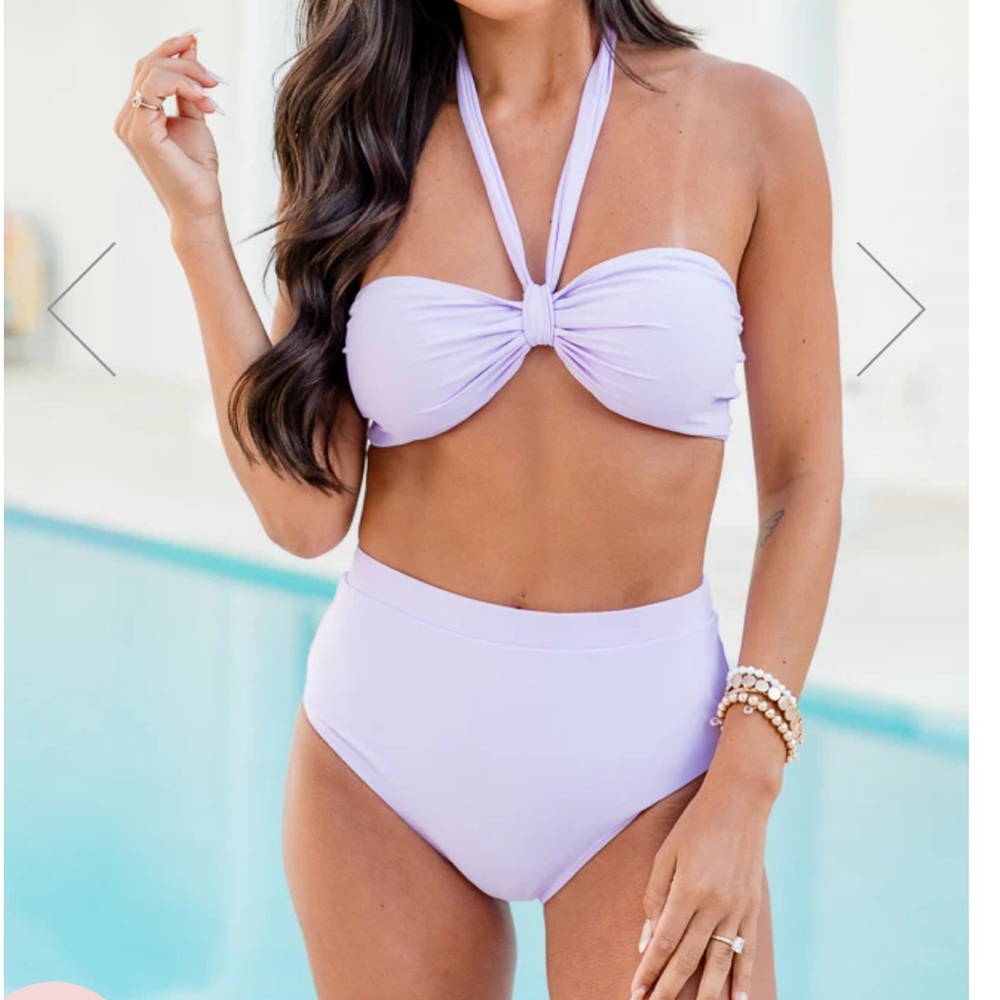 NWT pink lily halter top bikini medium